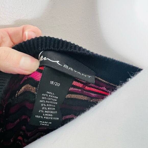 Lane Bryant Sweater Dress 18/20 Striped Square Neck Knit Knee Length Pink Black - Picture 7 of 8